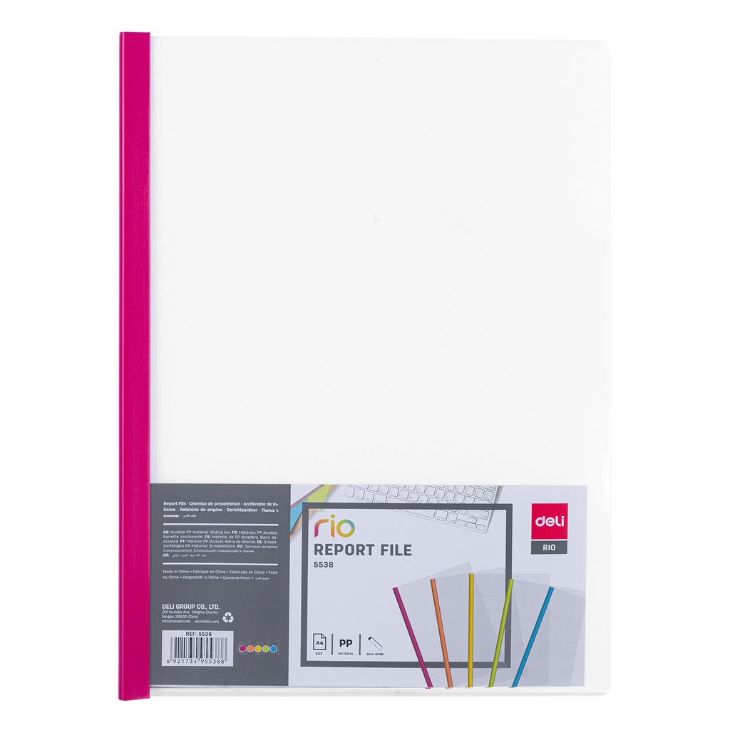 Report Cover Deli Rio Sliding Bar 8mm A4 5538