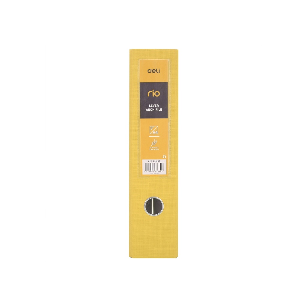 Deli Lever Arch File, Yellow, 70mm, Large