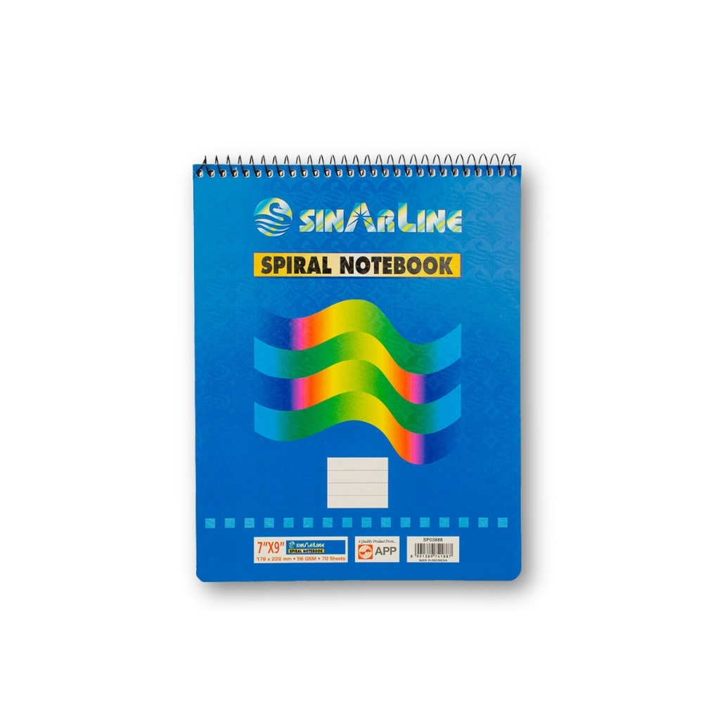 Sinarline Spiral Notebook 7X9 70 Sheet