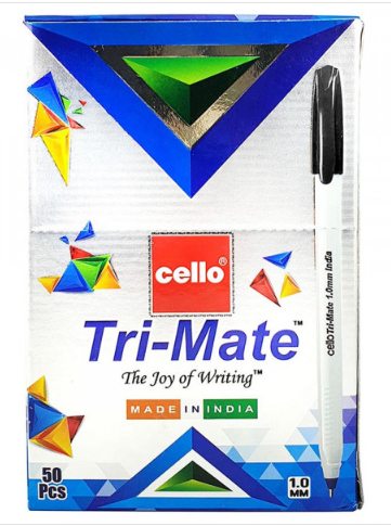 Tri-Mate Pen Cello 1.00mm Black Box 50pcs