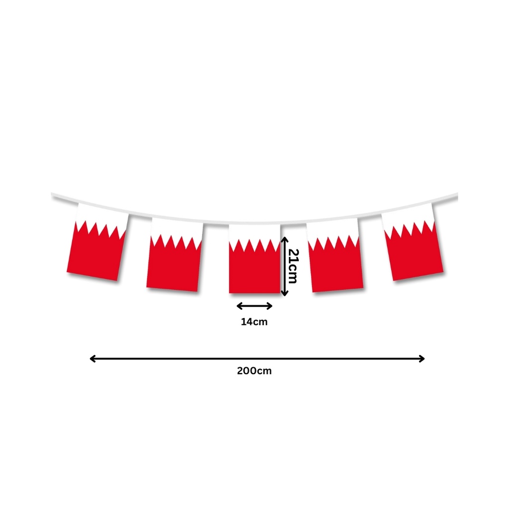 Bahrain Flag Bunting , fabric ,  size 21 X 14 cm 
