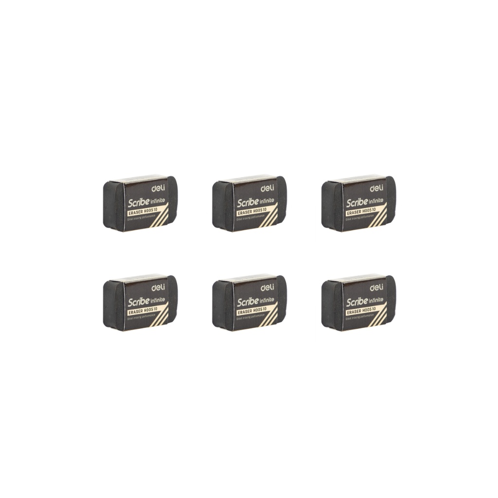 Deli - Eraser Black 35×21×10mm 6 PCS