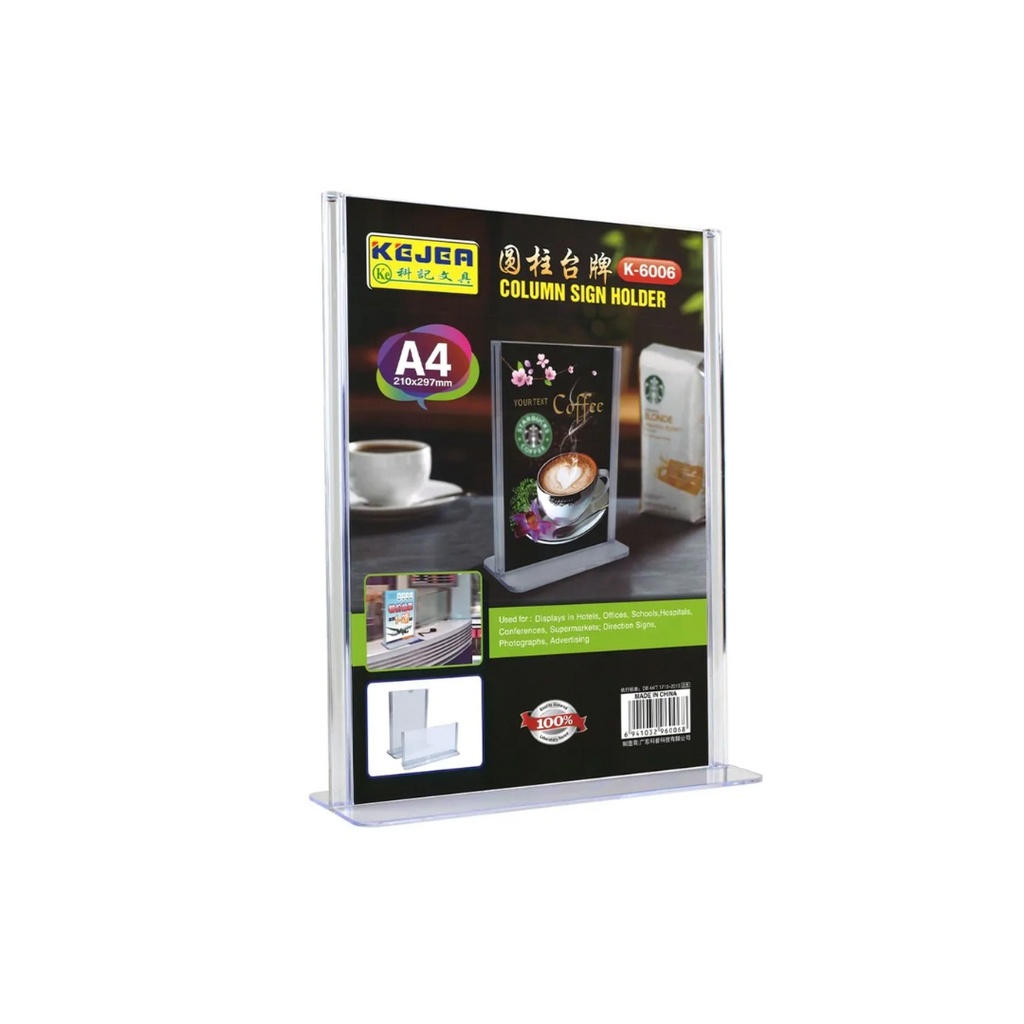 KEJEA - T-Shape Sign Holder A4 210x297mm K-6006