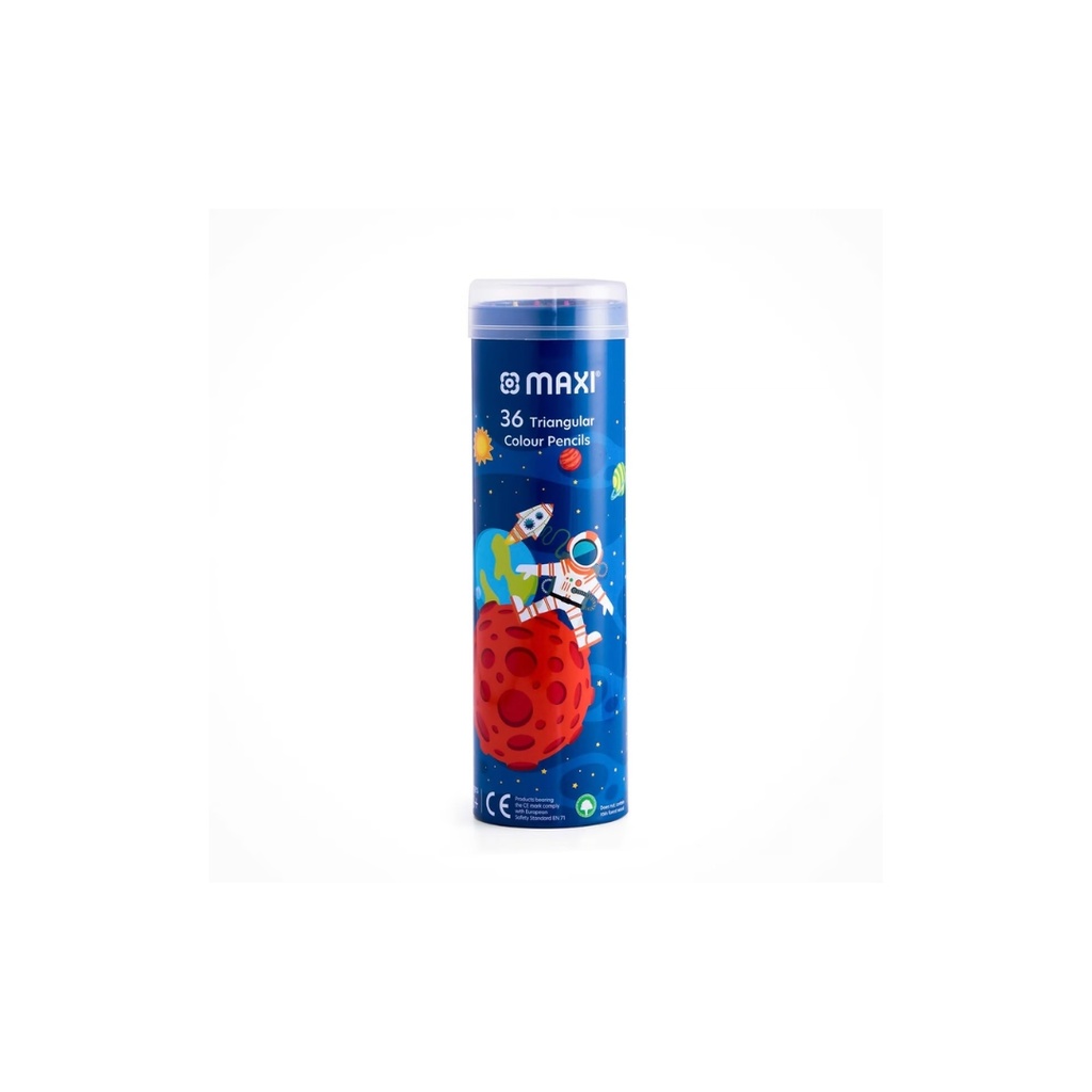 Maxi Triangular Color Pencils 36 Color in A Round Metal Tin	