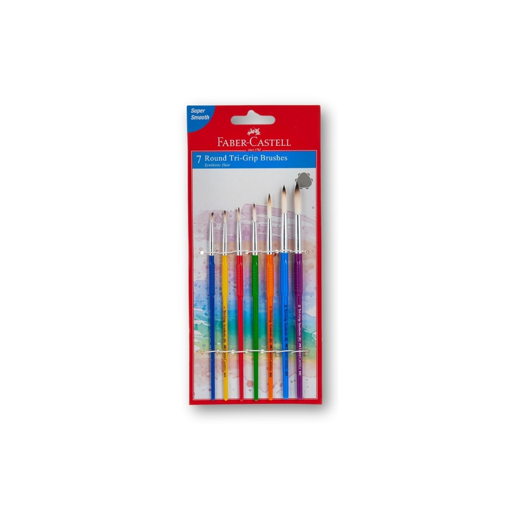 Faber-Castell Tri Grip Brush Round Assorted Pack Of 7 