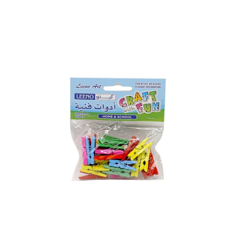 Leeno Craft Wood Color Clips 30x5mm 25PC