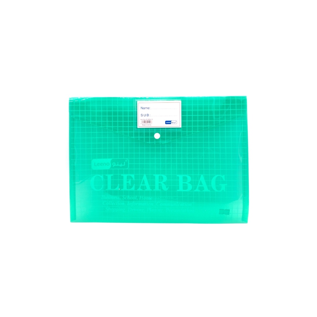 Leeno Clear Bag File Folder FC  Green