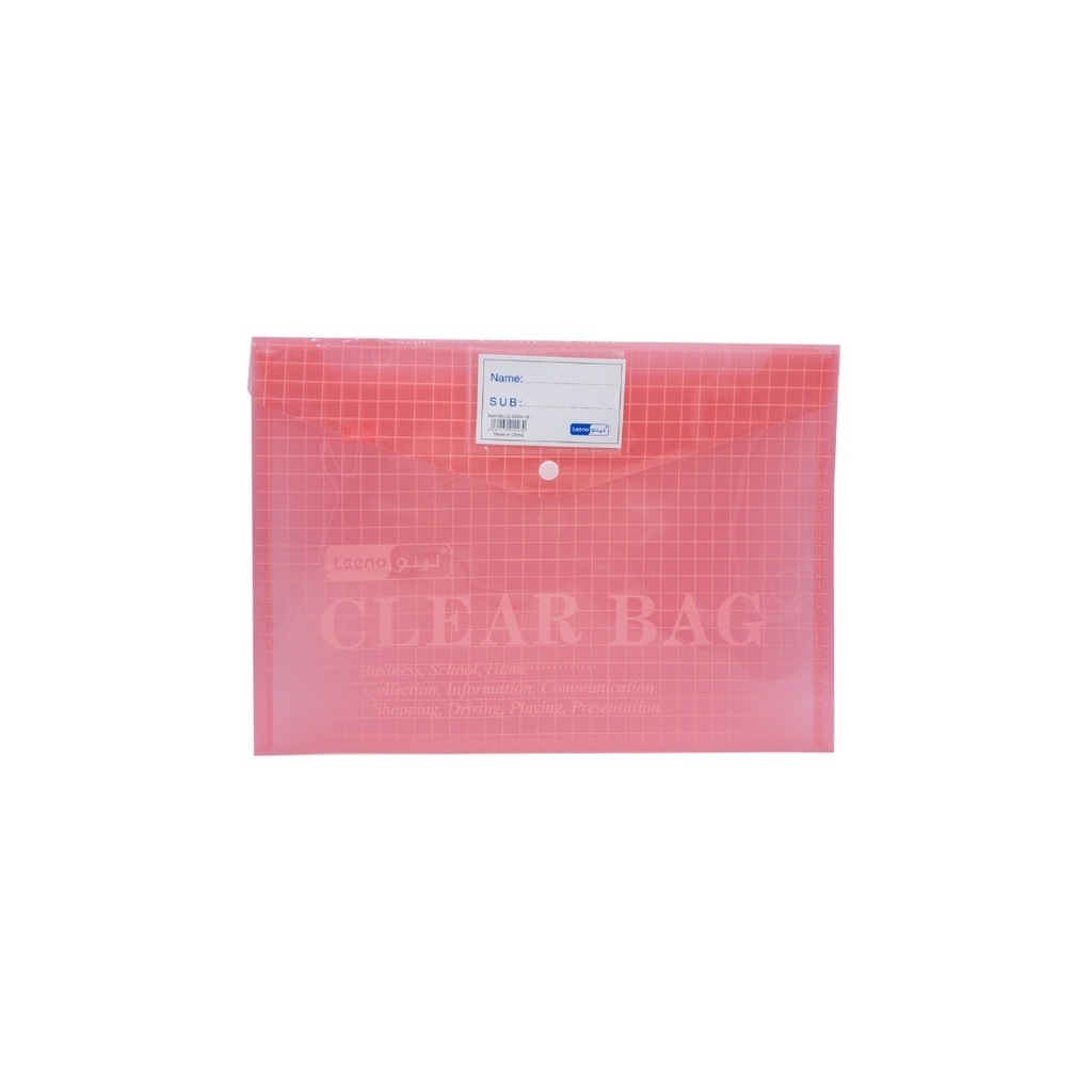 Leeno Clear Bag File Folder FC Red