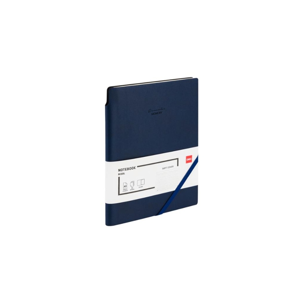 Deli - Leather Cover Notebook A5-96SH 80G Blue 