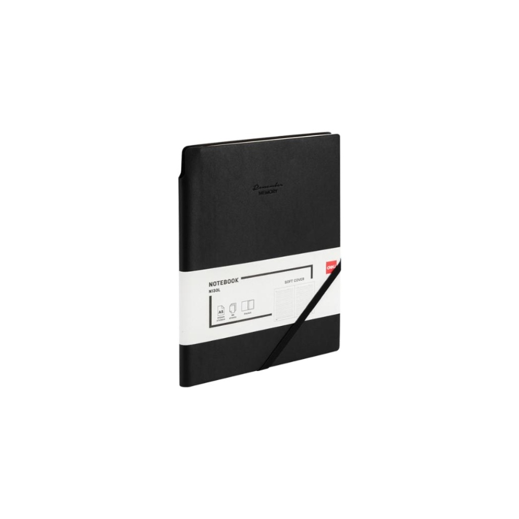 Deli - Leather Cover Notebook A5-96SH 80G Black