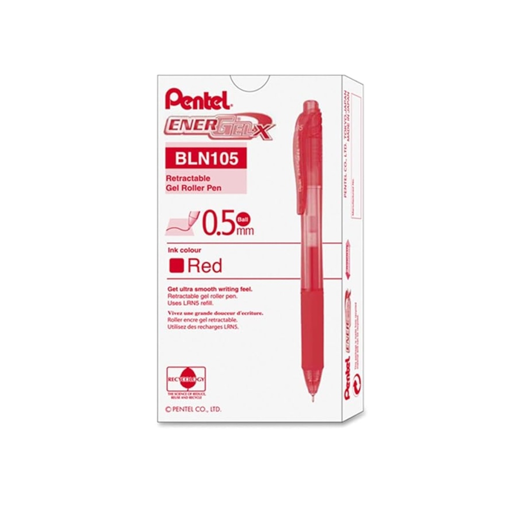 Pentel Energel -X Gel Roller Pen Red  BOX/12PCS 