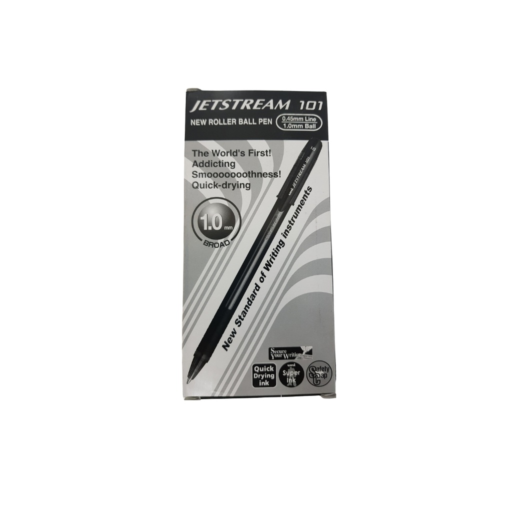 uni-ball Jetstream Gel Roller ball Super Smooth Black 1.0mm Pack of 12 Pens