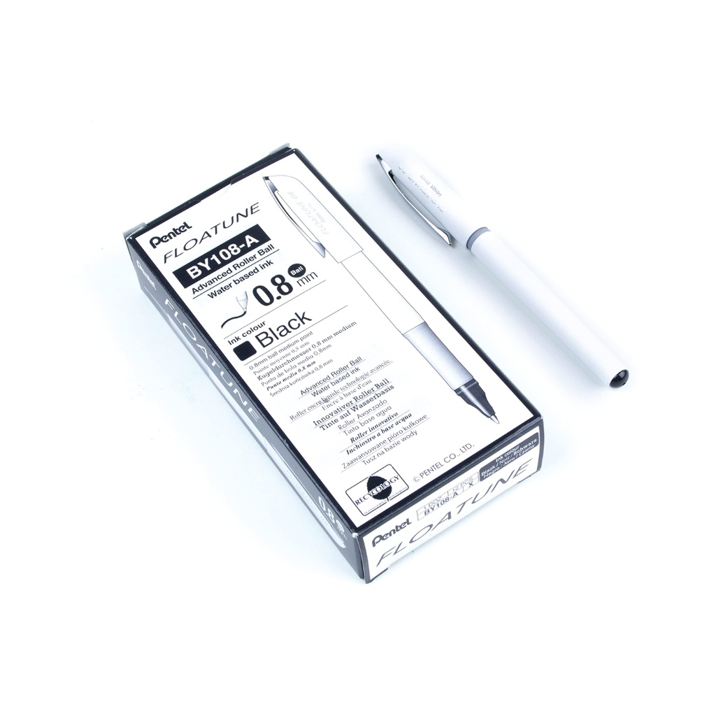 Pentel Floatune Rollerball Pen, 0.8mm Medium Line, Black Ink, 12 Pack 