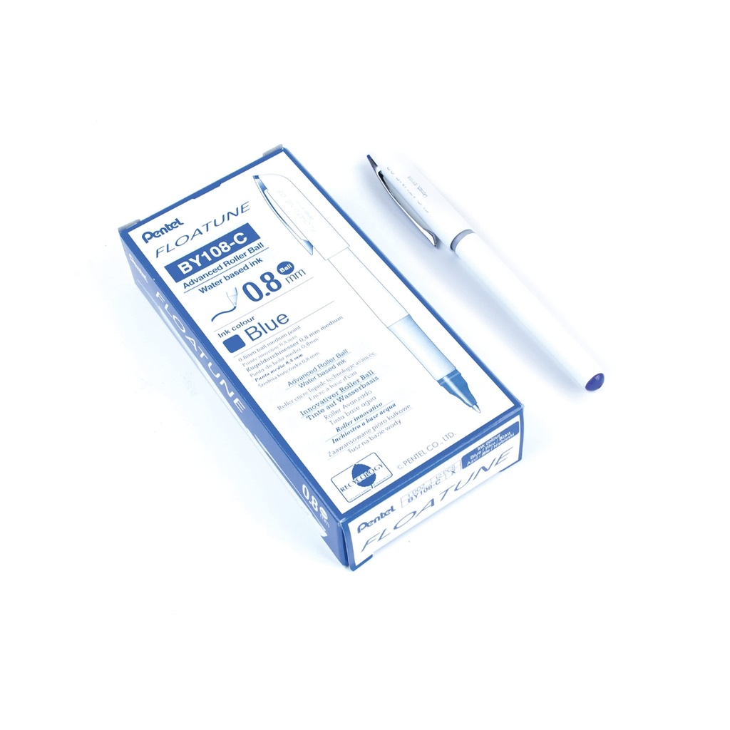 Pentel Floatune Rollerball Pen, 0.8mm Medium Line, Blue Ink, 12 Pack 