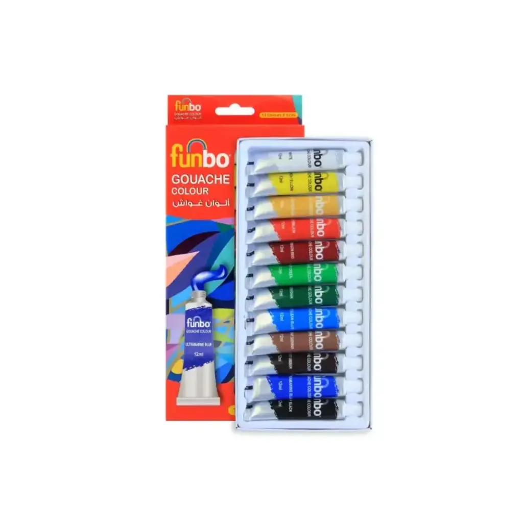 Funbo Gouache Paint Set 12 color 12ml Tubes
