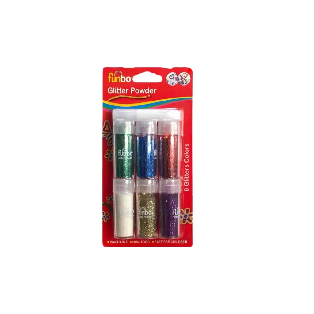 Funbo Glitter Powder sparkling Bls=9gm 6color+glue
