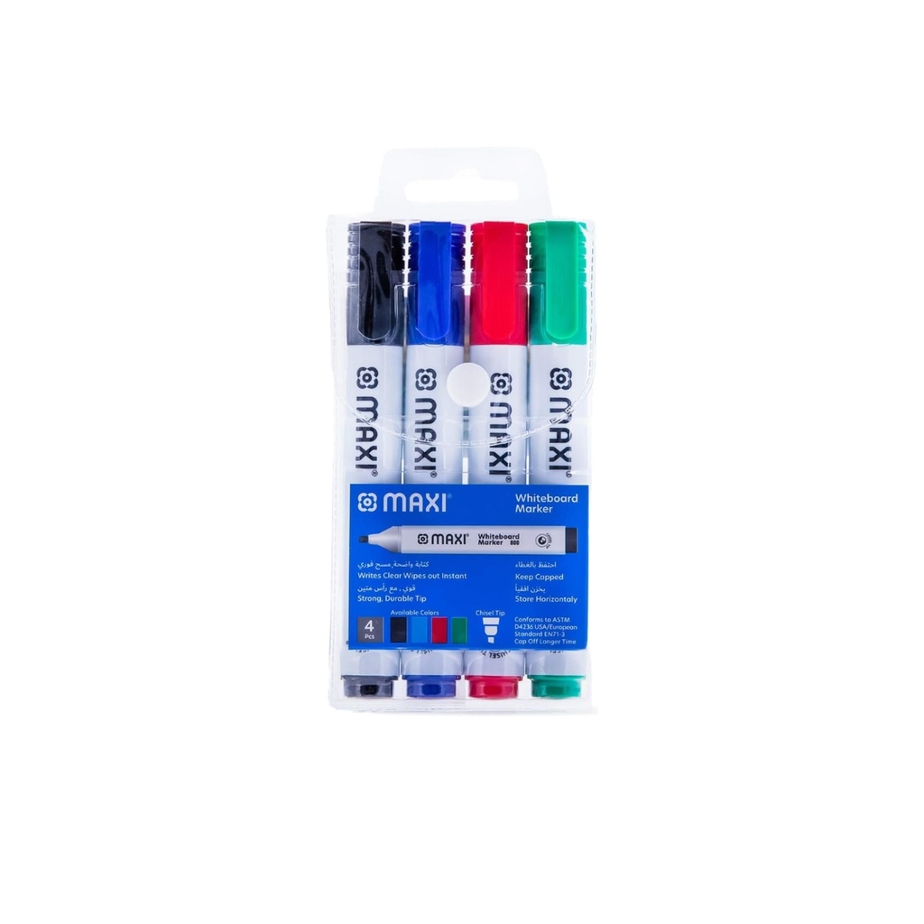 Maxi Whiteboard Marker Chizel Wallet Of 4pc