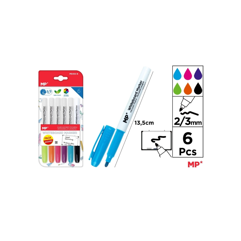 MP WHITEBOARD MARKER BULLET TIP 6PCS (PE494-6)