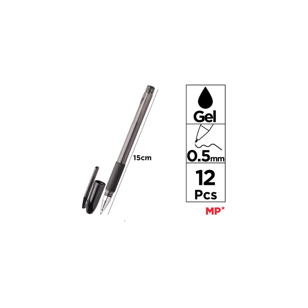 MP BALLPEN GEL INK 0.5MM TIP BLACK (PE164N-S)