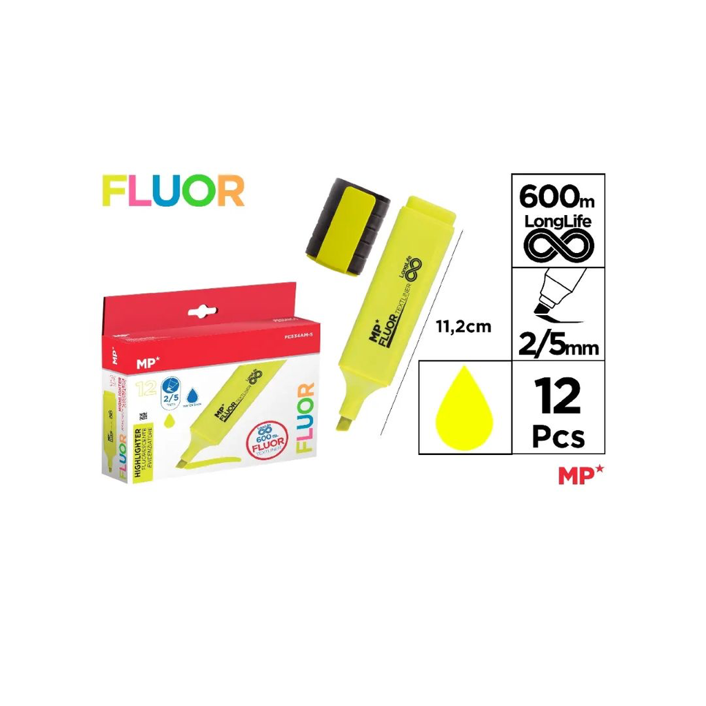 MP YELLOW HIGHLIGHTER 12 PCS (PE534AM-S) 