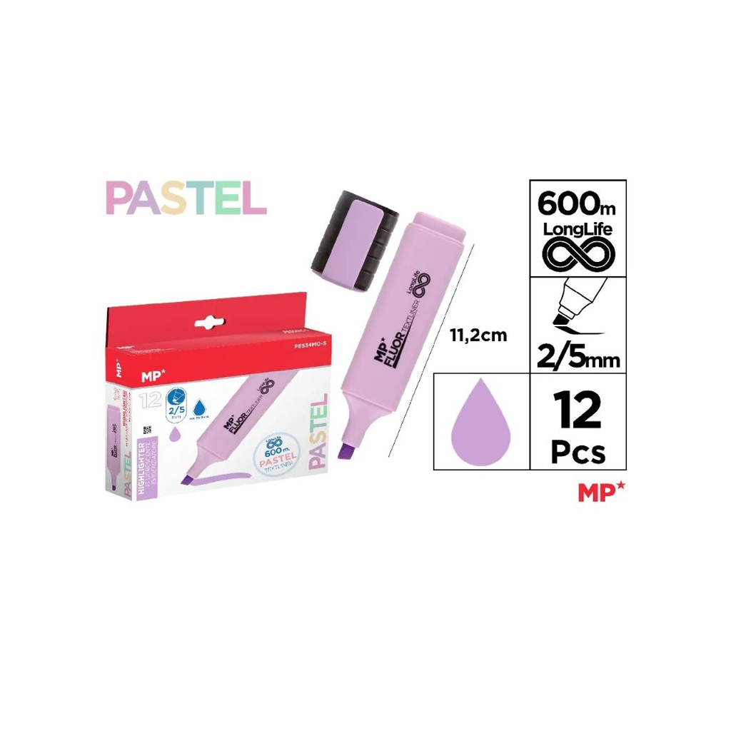 MP PASTEL PURPLE HIGHLIGHTER 12PCS (PE534MO-S)