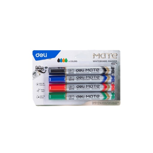 [NDU00403] Deli - Mate Whiteboard Marker 4pcs No.U00403