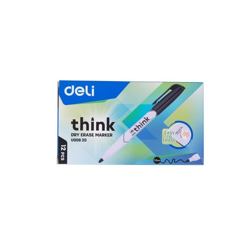 [EU00620] Deli- Whiteboard Marker, Black 1-1.5mm 12 pen of pack