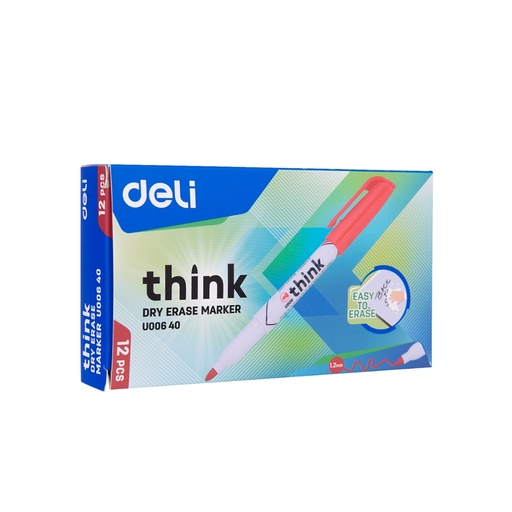 [EU00640] Deli - Whiteboard Marker, Red 1-1.5mm 12 pen of pack