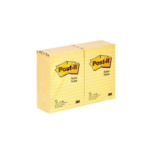 [3M008] Post-It - Lined Note Pad Canary Yellow