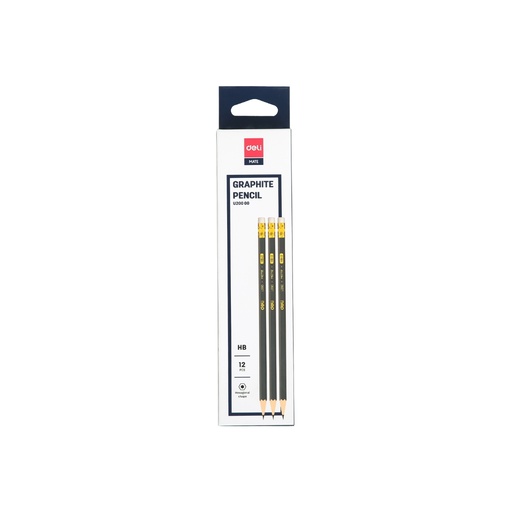 [U20000-1] Deli - Graphite Pencil Hb W/Eraser 12Pc Dark Blue