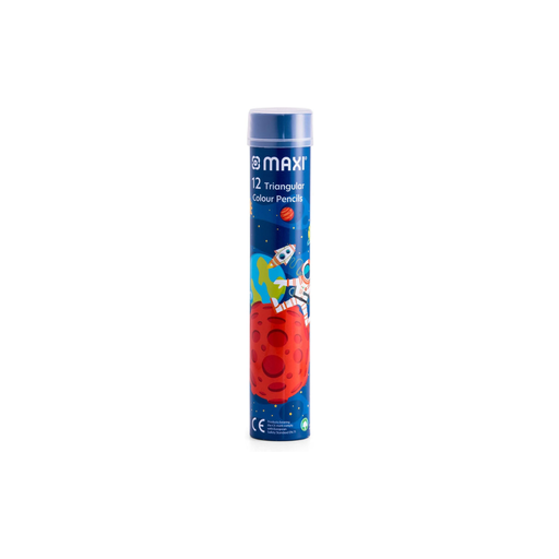 [MX-CPR12] Maxi Triangular Color Pencils 12 Color in a Round Metal Tin 