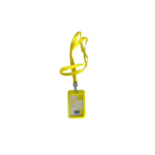 [LE-3593-09] Leeno ID Card Holder + Lanyard Rope 85x55mm Yellow