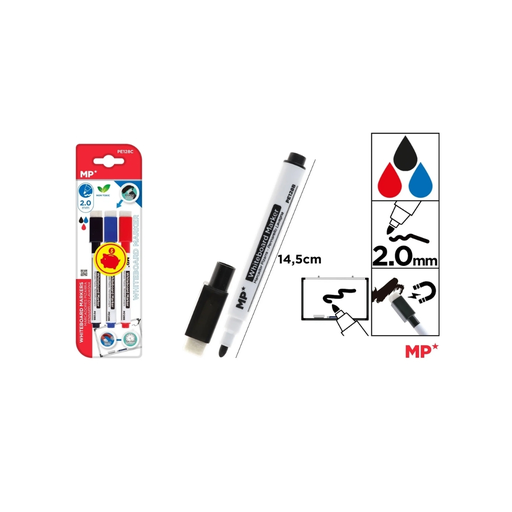[PE128C] MP WHITEBOARD MARKER BULLET TIP WITH ERASER (PE128C)